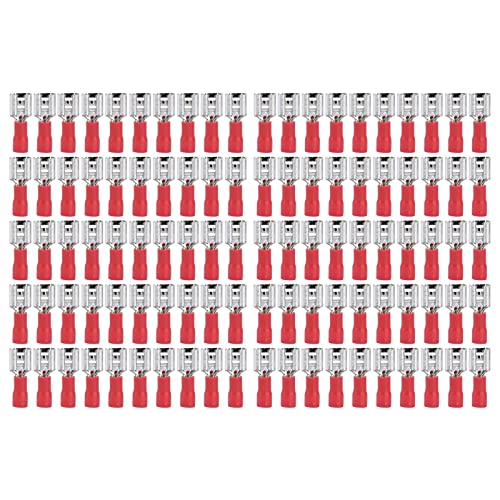 Garosa 100 Pcs Isoliertes Spatendrahtanschluss Kupfer PVC Elektrische Crimp -Klemme 48A, Schnelles Spleißen, Einfache Verbindung, Geeignet für Haushalts- und Industriekabeln (FDD 1.25-250) von Garosa