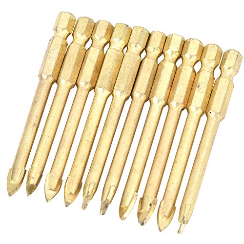 Garosa 10pcs Carbid Hex Shank Dreieck Speerkopfbohrer Rostschutz für Keramikfliesen -Glas Holz Plastikbohrwerkzeug mit Aufbewahrungsbox (10 Packs, sechseckige Einzeile 8mm) von Garosa
