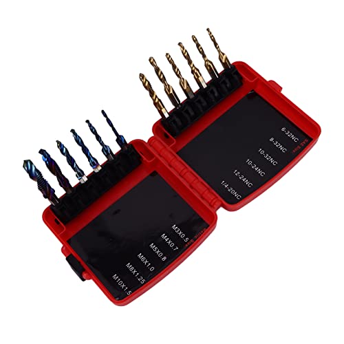 Garosa 12 Pcs Kombinierte Tap -Bohrer -Bit -Set HSS Metrische Blau -Plattierung Imperial Ti -Plated Handwerkzeuge 1/4in -Hex -Schaft Zum Bohren, Klopfen, Schneiden Weicher Metalle, von Garosa