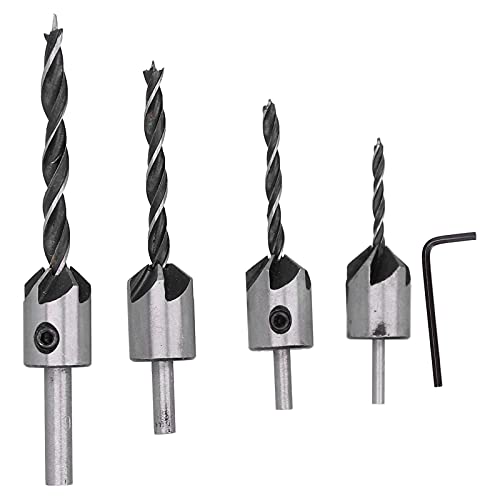 Garosa 3pc Kohlenstoffstahl Countersink -Bohrbohrbit mit 5 Flöten, Schnell Glattes Loch für Bankbohrer Handelektrische Bohrer für Holz und Kunststoff von Garosa
