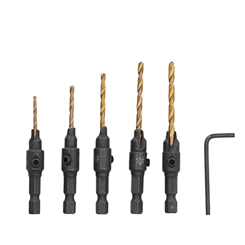 Garosa 5pcs Countersink Bohrbit, Selbststartpunkt 5 Flöte Design Hochgeschwindigkeitsstahl mit 1/4 -Zoll -Sechskant Shank für Holz Kunststoff Weicher Metallfaserboard Garosa 5pcs Countersink Bohrbit, Selbststartpunkt 5 Flöte Design Hochgeschwindigkeitsstahl mit 1/4 -Zoll -Sechskant Shank für Holz Kunststoff Weicher Metallfaserboard von Garosa