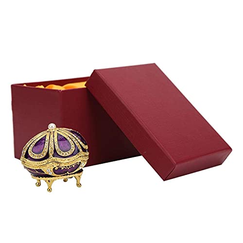 Garosa Emaille Eier, Vintage Style Lila Faberge Ei Schmuckschatulle mit Dekoration für Schmuck Halskette Armband Kollektion von Garosa