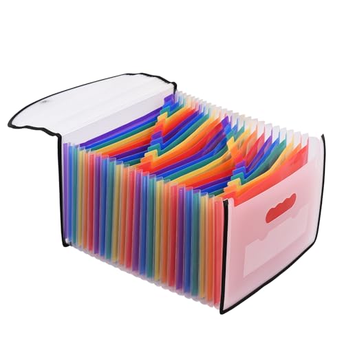 Garosa Erweiterung Dateiordner Organizer 24 Taschen Akkordeon -Dateibox/Cover für Schulbüro, A4 -Buchstabengröße Regenbogenfarbe Kosmetikspeicher (24 Taschen Ordner) von Garosa