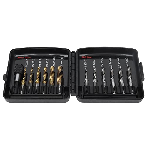 Garosa HSS -Tap -Bohrer, Kombinierter Tap -Bohrer -Bit -Set -Metrik Schnell Änderung Adapter 1/4in, Spiralfrüchte, Hohe Härte von Garosa