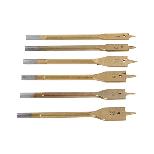 Garosa Holzbearbeitung Spatenbohrer Bit Set Hoher Kohlenstoffstahl 3 Schnittkanten Hex Shank für Holzbohrwerkzeug (GOLD) von Garosa