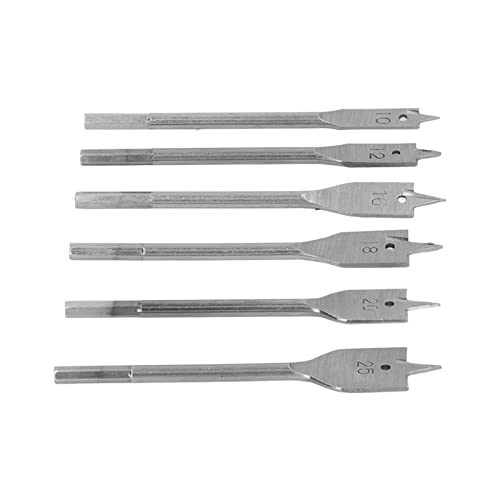 Garosa Holzbearbeitung Spatenbohrer Bit Set Hoher Kohlenstoffstahl 3 Schnittkanten Hex Shank für Holzbohrwerkzeug (SILVER) von Garosa