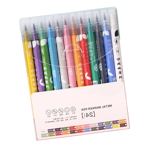 Garosa Metallic Marker Punks 12 Farben 1-2 Mm Farbstift Giftige Schnelle Farben für Künstler Kinderhandwerk aus Steinglas Keramik Scrapbook (24 Stifte) von Garosa