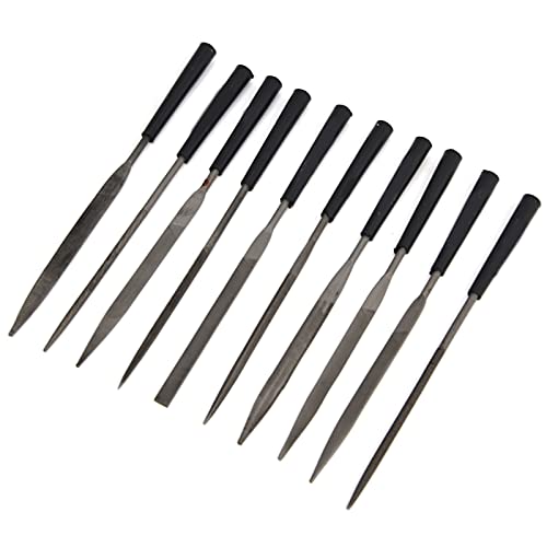 Garosa Mini-Diamant-Nadelfeilen-Set aus Kohlenstoffstahl mit Titanbeschichtung Zum Glätten und Gravieren von Metall, Kunststoffgriff für Komfort (3 * 140mm) von Garosa