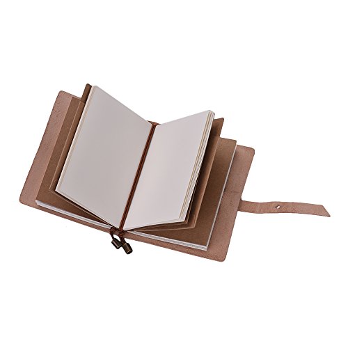 Garosa Nachfüllbares Leder -Notebook Tragbarer Geschäftsreisen Notizblock für Studenten Künstler Reisende, 32 Blätter Gesäumte Netzpapier, Beige, Schwarz, Rot (Beige) von Garosa