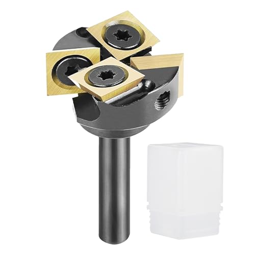 Garosa Platte Abflachung Router Bit 1/4 Schaft 1 Zoll Schnitt Durchmesser 4 Karbid Einsatz Bits Heavy Duty CNC Spoilboard Oberflächen Bit mit ATS-Beschichtung für Weiches Hartholz von Garosa