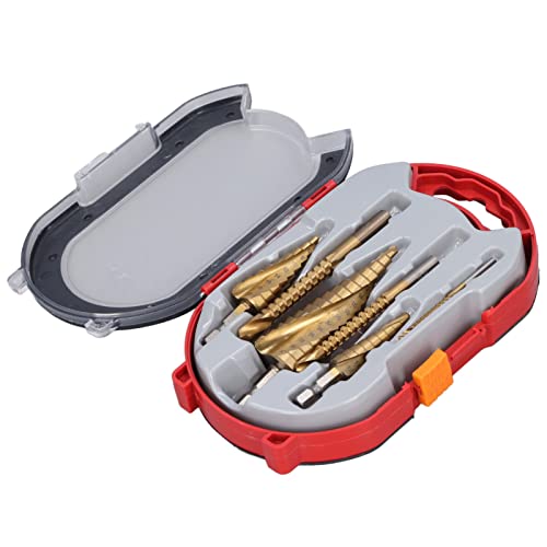 Hex Shank Step Drill Bit Set - 6pcs Spiral Gerilligte Stufenbohrer mit Titanschicht - X Typ Öffnen Verhindert Ein Rutschen Einfach zu Bedienen Ideal für Holzarbeiten, Metall und Kunststoff von Garosa