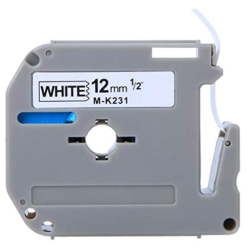 Label Maker Tape PET Laminiertes Klebeband Farbband, 12 mm x 8 m, Schwarz auf Weiß von Garosa