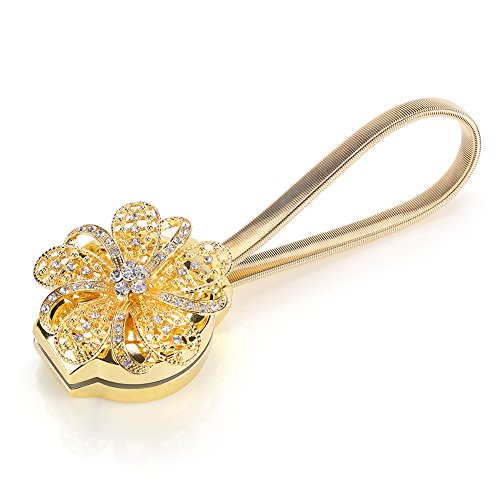 Magnetische Kristall Blume Vorhang Clip Raffhalter Gürtel Halter Stretch für Haus Büro Dekoration(Golden) von Garosa