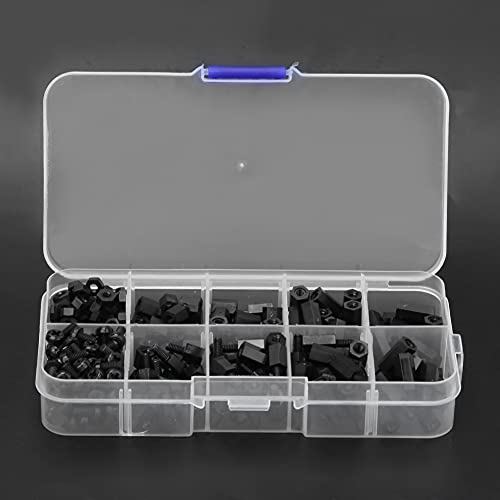 Nylon Beständiger Nussschraubenbündel Einfach zu Bedienend und Gut Geschützt für Hobbyisten, 300 PCs Nylon-Standoff für Elektronische Geräte (Schwarze M3-Nylonschrauben, 300 Stück/Karton) von Garosa