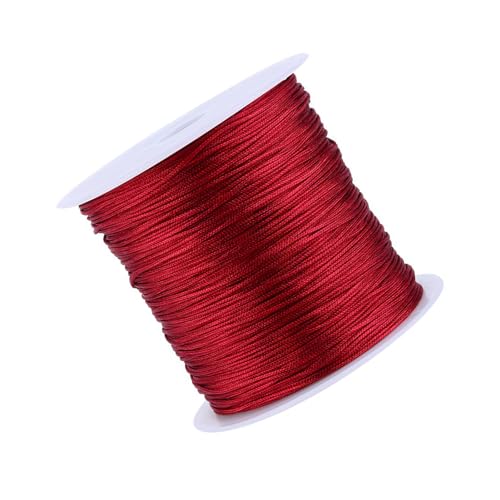 Nylon Satin Cord Rattail Trim Thread 100M x 0.8 mm für DIY Halskette Armband Chinesische Knotting Rattail Satin Makramee Schmuckherstellung Nähen Rot von Garosa