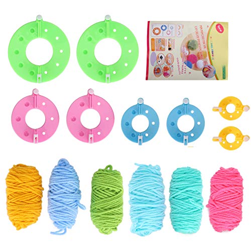 Pompom Maker Kits, 8 Stück Fluff Ball in 4 Größen, 6 Farben Wollgarn Strickhandwerk, DIY Wollstrickhandwerkzeug Pompom Maker Kits, 8 Stück Fluff Ball in 4 Größen, 6 Farben Wollgarn Strickhandwerk, DIY Wollstrickhandwerkzeug von Garosa
