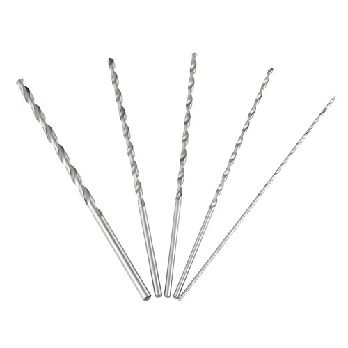 Garosa Spiralbohrer, 5-teiliges Extra Langes Hochgeschwindigkeitsstahl-Zylinderschaft-Spiralbohrer-Werkzeug-Set 2–5 Mm für Holz, Aluminium, Kunststoffe, Extra Lange Bohrer von Garosa