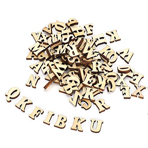 Wooden Letters Arts and Crafts, 200 Stück natürliche Holzbuchstaben, 26 englische Alphabet Holzplatte Handwerk Dekor für Kunsthandwerk Hochzeit DIY von Garosa