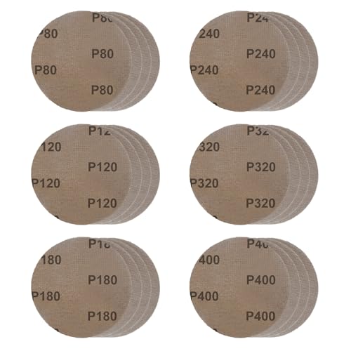 Schleifgitter 125mm Klett, 24 Stück Schleifpapier Rund Netz, Körnung 80/120/180/240/320/400 Schleifscheiben, Exzenterschleifer 125mm zum Staubfreien Schleifen von Karosserie, Holz, Metall, Lack von Garqitwan