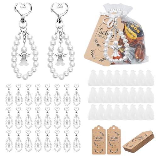 Schutzengel Anhänger 24 Stück Schlüsselanhänger Hochzeit Schutzengel Organza Beutel Schutzengel Karte Dankeschön Geschenke Hochzeit Gastgeschenke für Kommunion Konfirmation Taufe Party Mitgebsel von Garqitwan