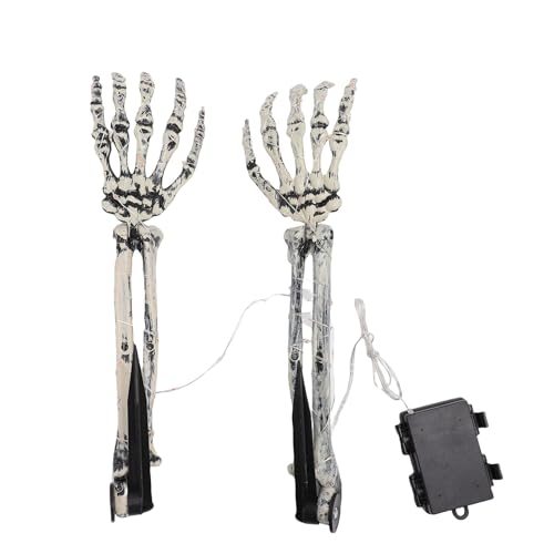 Garsent Halloween-Dekoration, 2 Stück Skelett Arme mit LED-Licht, Beängstigend Realistische Hände Knochen, Wasserdicht und Staub Beweis für Scary Pathway, Party, Veranda-Displays, Indoor (Rot) von Garsent
