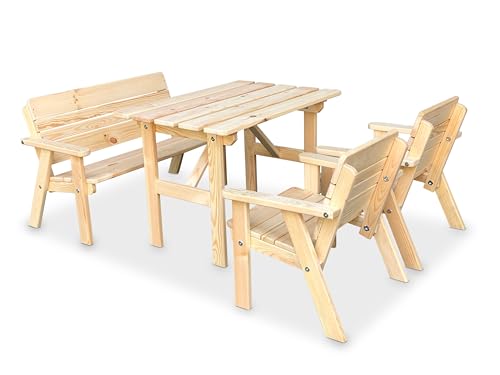 GartenDepot24 Kinder Sitzgarnitur 4-TLG. aus Holz, 2 Stühle, 1 Bank, 1 Tisch, unbehandelt GartenDepot24 Kinder Sitzgarnitur 4-TLG. aus Holz, 2 Stühle, 1 Bank, 1 Tisch, unbehandelt von GartenDepot24