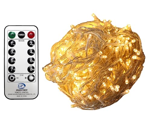 Gartenpirat Lichterkette 480 LED warmweiß 38 m Kabelfarbe transparent außen innen Weihnachtsbeleuchtung Timer Fernbedienung 8 Programme Dimmen von Gartenpirat