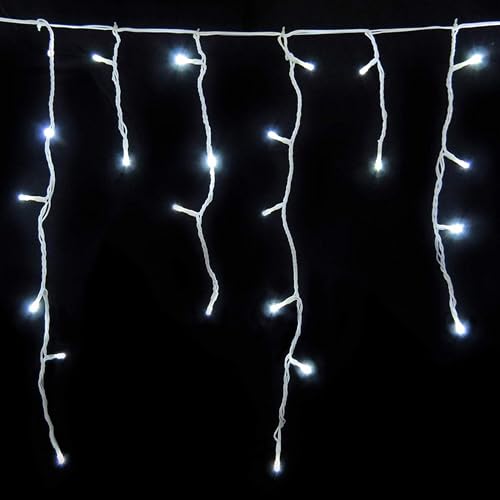Gartenpirat Eisregen LED Lichterkette 4,2 m 168 LED kaltweiß Weihnachtsbeleuchtung Timer außen innen von Gartenpirat