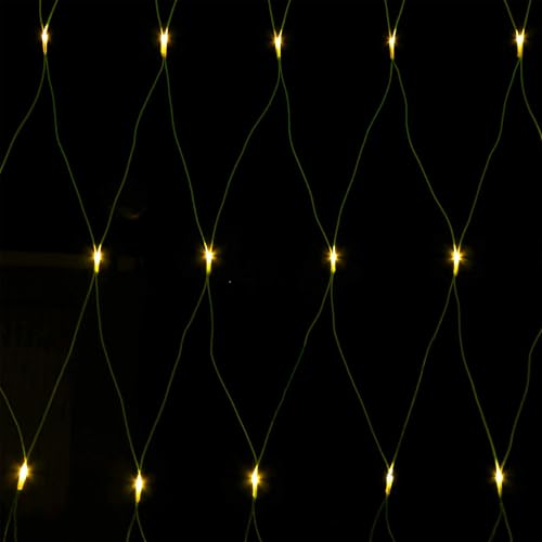 Gartenpirat LED-Lichternetz 2x2 m 160 LED bernsteinfarben mit Timer-Funktion Lichterkette Netz Beleuchtung außen innen von Gartenpirat