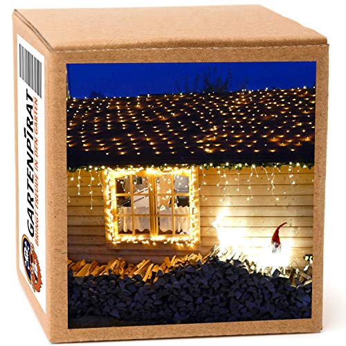 Gartenpirat LED-Lichternetz 2x2m Weihnachten außen – 160 LED warmweiß/bernsteinfarbe – Mit Timer von Gartenpirat