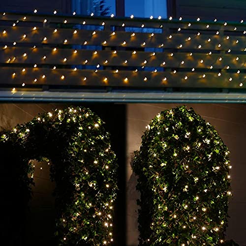 Gartenpirat LED Lichternetz 4x1 m • 160 LED warmweiß • Lichterkette Netz außen Balkon von Gartenpirat