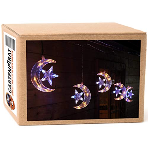 Gartenpirat Weihnachtslichterkette Mond und Sterne 50 LED für Weihnachten außen von Gartenpirat