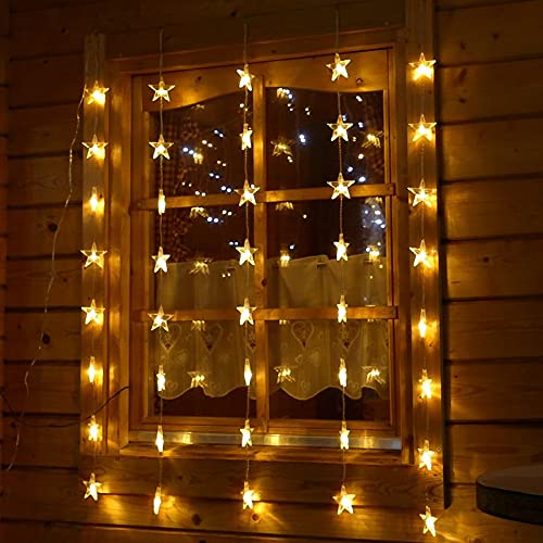 Lichterkette für die Wand 1m LED Vorhang Mit 8 Strängen und 40 Sternen Ideal für Fenster oder Wände – tolle Lichteffekte von Gartenpirat