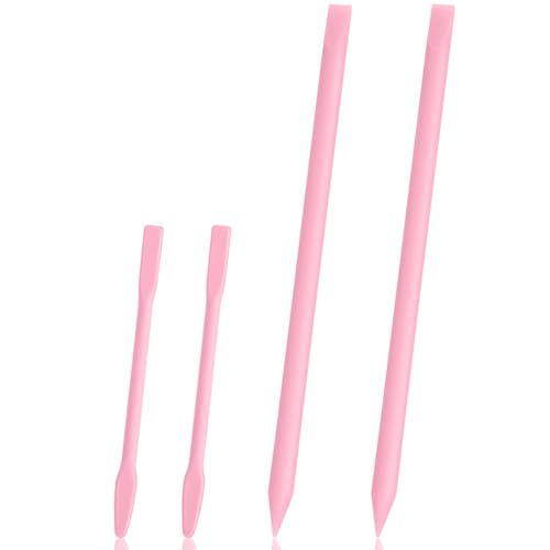 Gartful 4-teiliges Silikon-Rührstäbchen-Set, 2 Silikonstäbchen für Harz, 2 spitze Rührstäbchen zum Mischen von Harz, Farbe, Herstellung von Glitzerbechern, Kunst, Handwerk, Gesichtsmaske, Rosa von Gartful