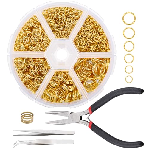 Gartful Biegeringe zur Schmuckherstellung, 4–10 mm, goldfarbener Biegering mit Zange, Pinzette und Öffnerring für Schmuckreparatur und DIY-Halsketten, Armbänder, Ohrringe, Schlüsselanhänger Gartful Biegeringe zur Schmuckherstellung, 4–10 mm, goldfarbener Biegering mit Zange, Pinzette und Öffnerring für Schmuckreparatur und DIY-Halsketten, Armbänder, Ohrringe, Schlüsselanhänger von Gartful
