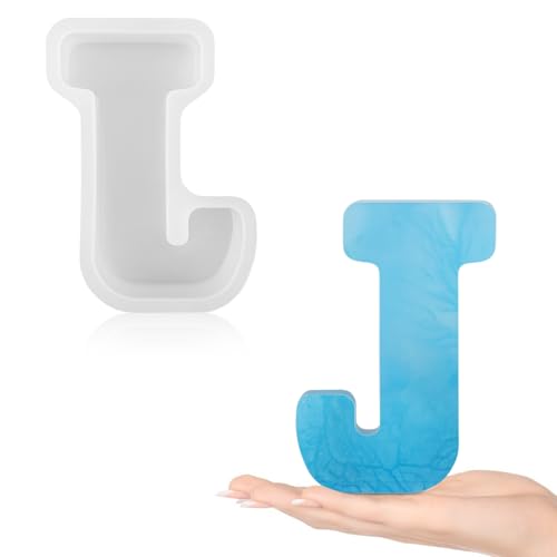 Gartful Buchstabenformen aus Kunstharz zum Gießen, J Großbuchstaben-Alphabet, Harz-Silikonformen für Epoxidharz, dicke 3D-Silikon-Buchstabenformen zur Herstellung von Buchstaben, Wortschildern, Kunst von Gartful