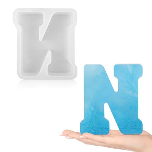 Gartful Buchstabenformen aus Kunstharz zum Gießen, N-Großbuchstaben-Alphabet, Harz-Silikonformen für Epoxidharz, dicke 3D-Silikon-Buchstabenformen zur Herstellung von Buchstaben, Wortschildern, Kunst von Gartful