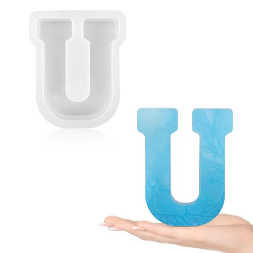 Gartful Buchstabenformen aus Kunstharz zum Gießen, U-Großbuchstaben-Alphabet, Harz-Silikonformen für Epoxidharz, dicke 3D-Silikon-Buchstabenformen zur Herstellung von Buchstaben, Wortschildern, Kunst von Gartful