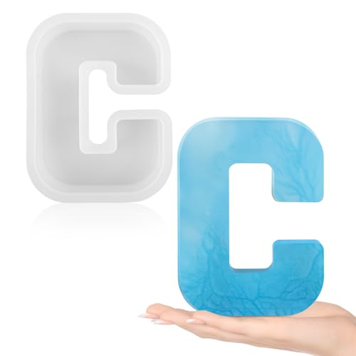 Gartful Harz-Buchstabenformen zum Gießen, C-Großbuchstaben-Alphabet, Harz-Silikonformen für Epoxidharz, dicke 3D-Silikon-Buchstabenformen zur Herstellung von Buchstaben, Wortschildern, Kunst von Gartful