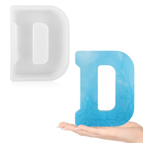 Gartful Harz-Buchstabenformen zum Gießen, D-Großbuchstaben-Alphabet, Harz-Silikonformen für Epoxidharz, dicke 3D-Silikon-Buchstabenformen zur Herstellung von Buchstaben, Wortschildern, Kunst von Gartful