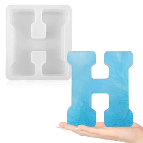 Gartful Harz-Buchstabenformen zum Gießen, H-Großbuchstaben-Alphabet, Harz-Silikonformen für Epoxidharz, dicke 3D-Silikon-Buchstabenformen zur Herstellung von Buchstaben, Wortschildern, Kunst von Gartful