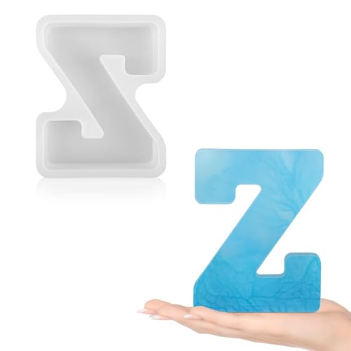 Gartful 11,9 cm große Buchstabenformen aus Kunstharz zum Gießen, Z-Großbuchstaben-Alphabet-Harz-Silikonformen, dicke 3D-Silikon-Buchstabenformen für Buchstaben, Wortschilder, Kunst, Bastelarbeiten von Gartful