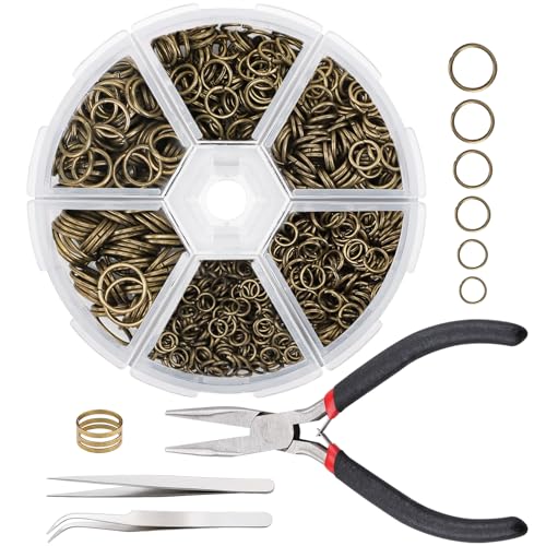 Gartful Offene Binderinge für Schmuck, 4–10 mm, Bronze, Bindering mit Schmuckzange, Pinzette und Öffner, Schmuckherstellung, Zubehör für Verschlüsse, Reparatur und Bastelarbeiten Gartful Offene Binderinge für Schmuck, 4–10 mm, Bronze, Bindering mit Schmuckzange, Pinzette und Öffner, Schmuckherstellung, Zubehör für Verschlüsse, Reparatur und Bastelarbeiten von Gartful
