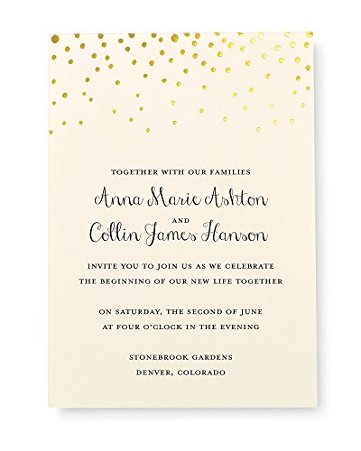 Gartner Studios Hochzeitseinladungs-Set mit Goldfolien-Punkten, Druck zu Hause, inklusive Antwortkarten, elfenbeinfarben, 12,7 x 17,8 cm und 8,9 x 12,7 cm, 50 Stück Gartner Studios Hochzeitseinladungs-Set mit Goldfolien-Punkten, Druck zu Hause, inklusive Antwortkarten, elfenbeinfarben, 12,7 x 17,8 cm und 8,9 x 12,7 cm, 50 Stück von Gartner Studios