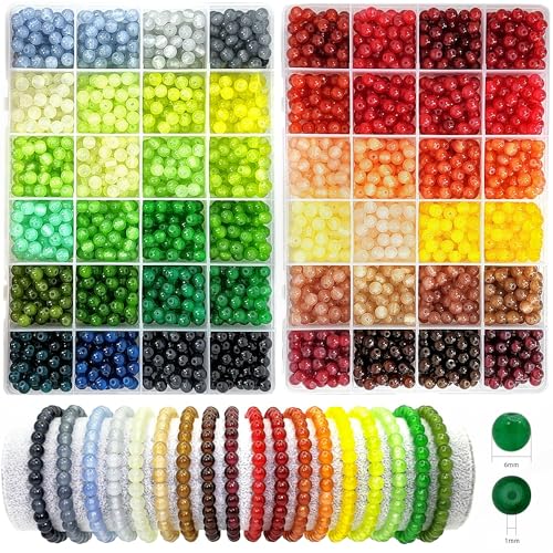 Glasperlen zur Schmuckherstellung, 6 mm, Kristallperlen, Armbänder, Weihnachtsfarben, 2 runde Perlen, geeignet für Anfänger, 2600 Stück Glasperlen zur Schmuckherstellung, 6 mm, Kristallperlen, Armbänder, Weihnachtsfarben, 2 runde Perlen, geeignet für Anfänger, 2600 Stück von Gaspletu