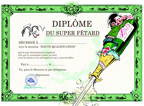 Gaston Lagaffe Doppelkarte mit Umschlag Diplom der Super Party – Champagnerflasche Möwe Party Alkohol Gaston Lagaffe Doppelkarte mit Umschlag Diplom der Super Party – Champagnerflasche Möwe Party Alkohol von Afie