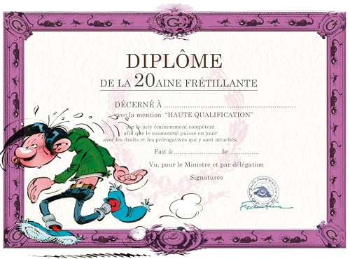 Gaston Lagaffe Doppelkarte mit Umschlag zum Geburtstag Diplom der 20. Feiernd – Laufen, Sport, Running, Jogging, Form körperlicher Aktivitäten, gute Gesundheit GLDP-7002 von Afie