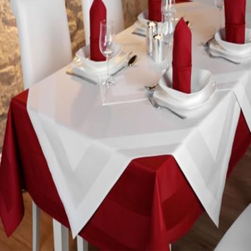 Gastro Uzal Mitteldecke Atlaskante 100% Baumwolle Gastronomie 10er Pack (Bordeaux, 80 x 80 cm) von Gastro Uzal