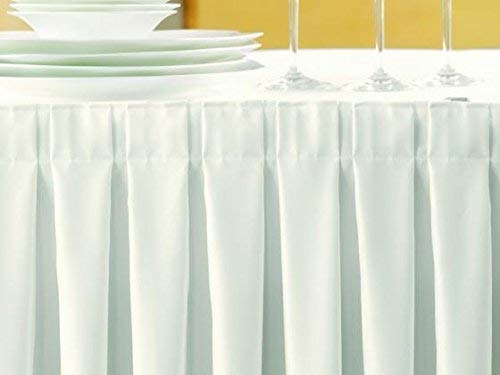 Gastro Uzal Skirting Excellent 520 x 73 cm Weiß Tischrock/Kellerfalte für die Tischgrößen 170 x 80 cm / Ø160 cm geeignet mit rückseitigem Klettband von Gastro Uzal
