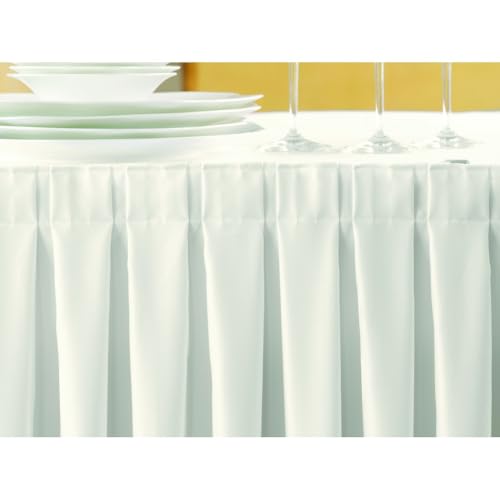 Gastro Uzal Skirting Excellent 520 x 73 cm Weiß Tischrock/Kellerfalte für die Tischgrößen 170 x 80 cm / Ø160 cm geeignet mit rückseitigem Klettband von Gastro Uzal